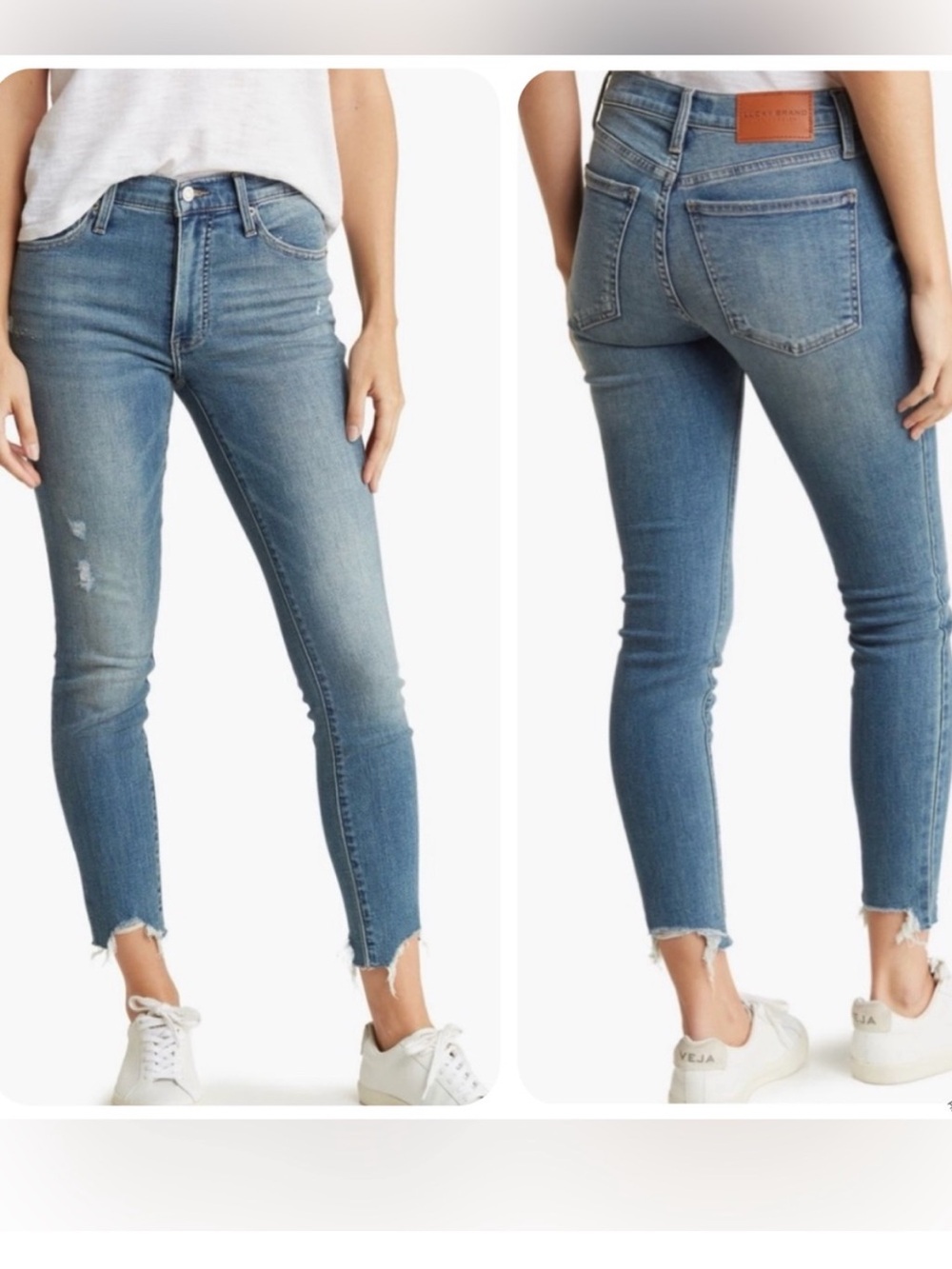 Lucky Brand Ava Mid Rise Skinny Distressed Jeans 4/27